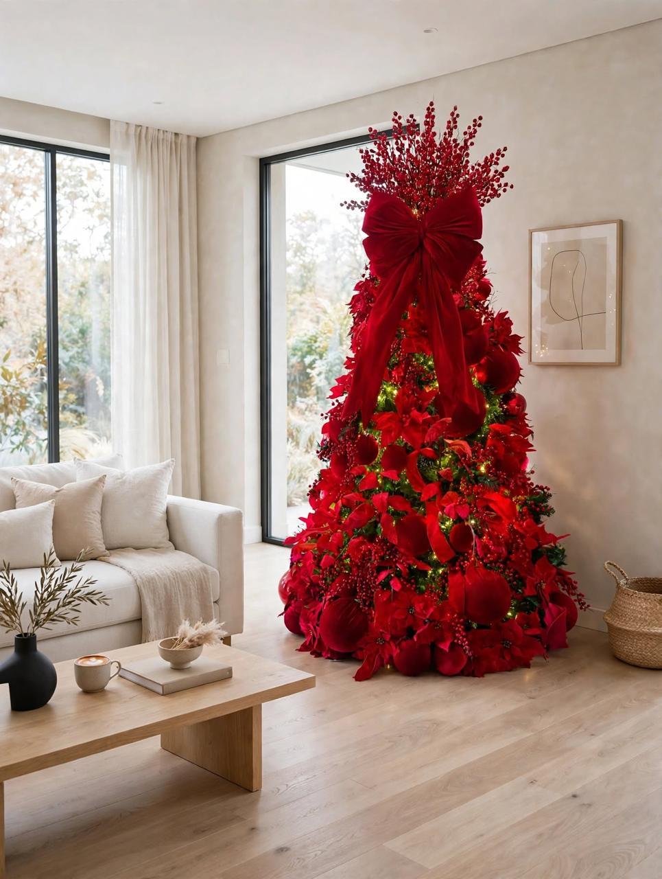 Árvore de Natal vermelha sofisticada